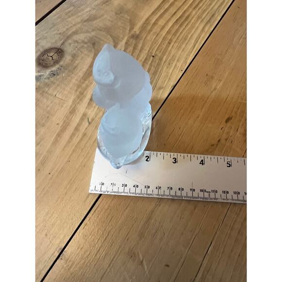 Frosted & Clear Glass Two Owls sitting on branch. Birds. Shelf Decor.Paperweight - Picture 10 of 11